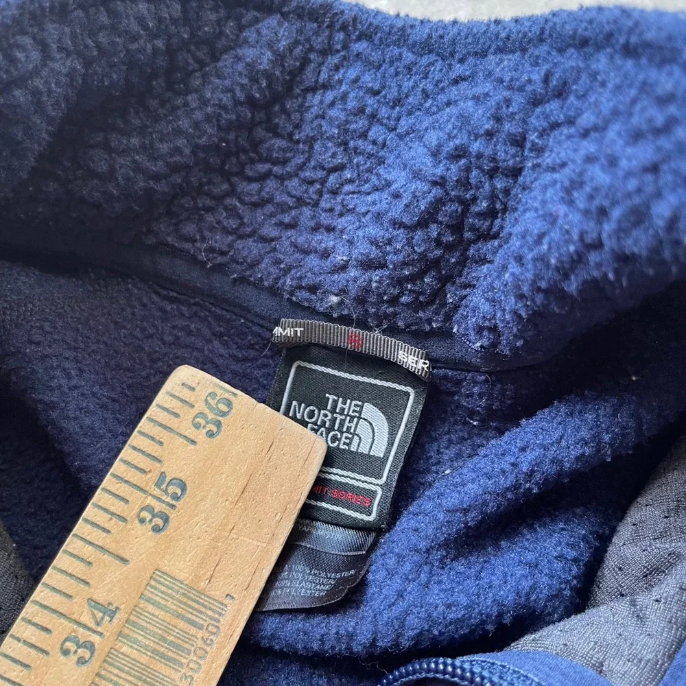 The North Face Summit Series Mens Fleece Jacket Navy Blue Sherpa Full Zip Large